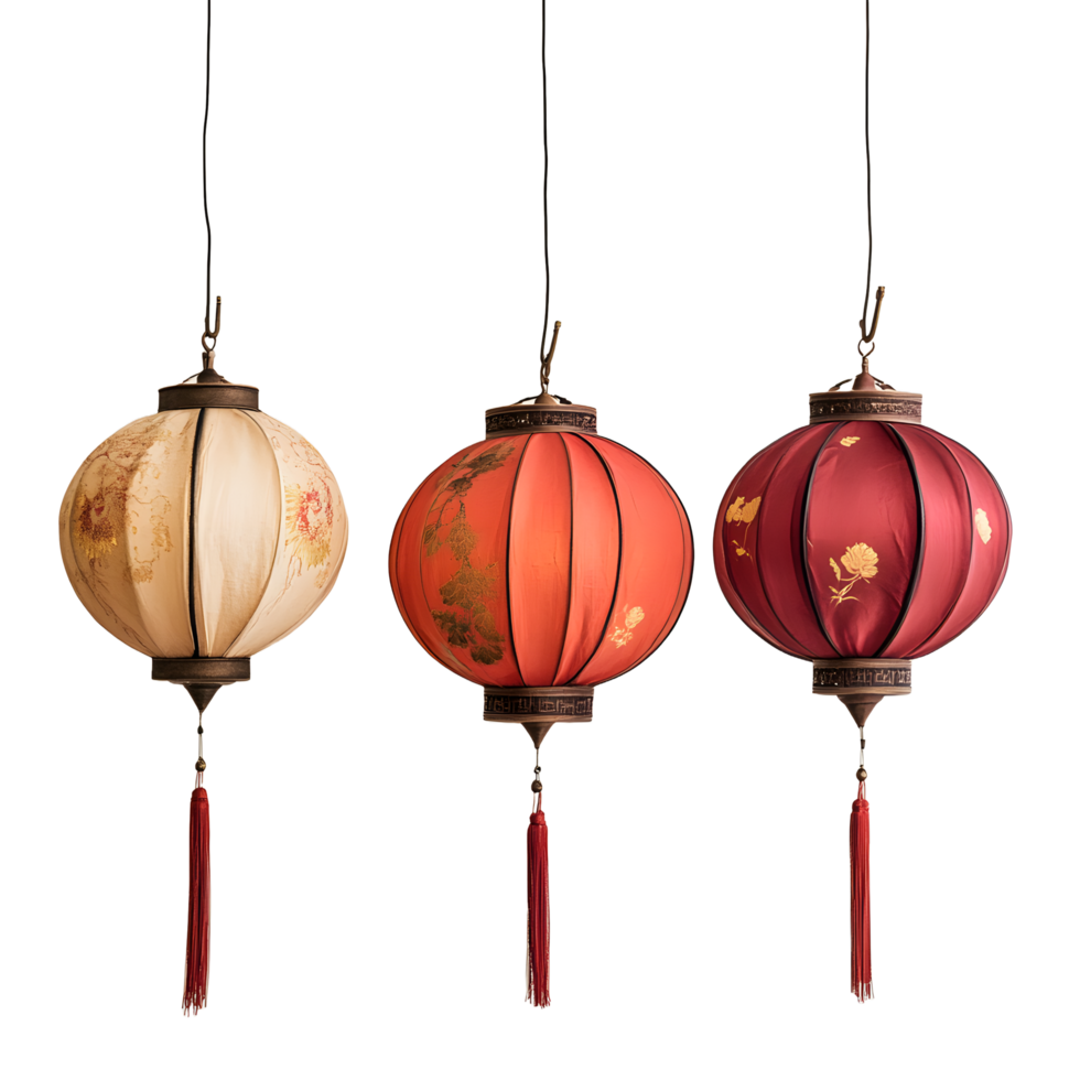 Diwali Paper Lanterns isolated on transparent background png