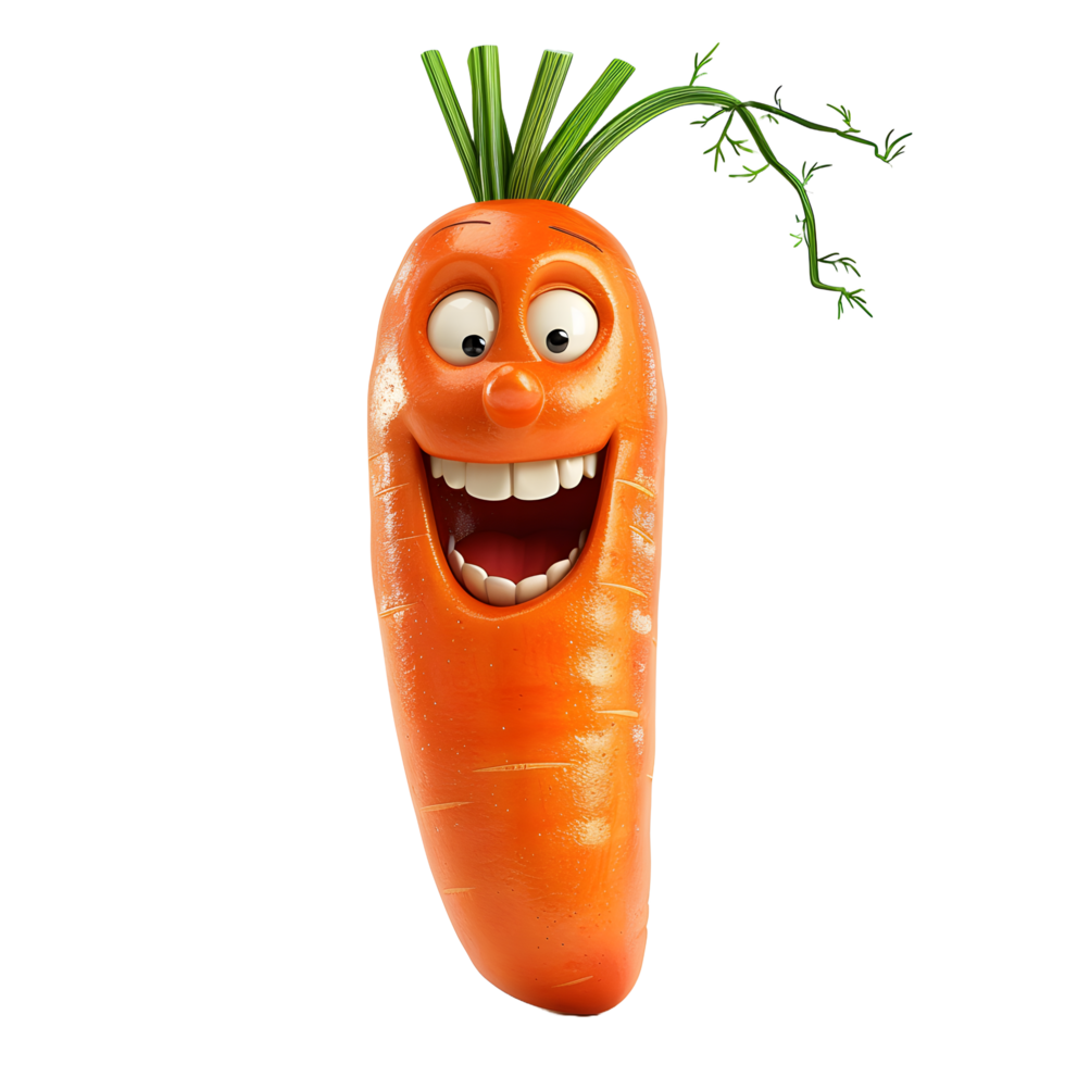 Carrot Character with Big Smile png