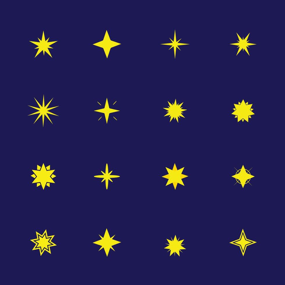collection yelllow star icons of light vector