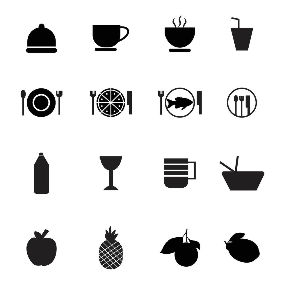 Icon collection fruit vignetting vintage vector