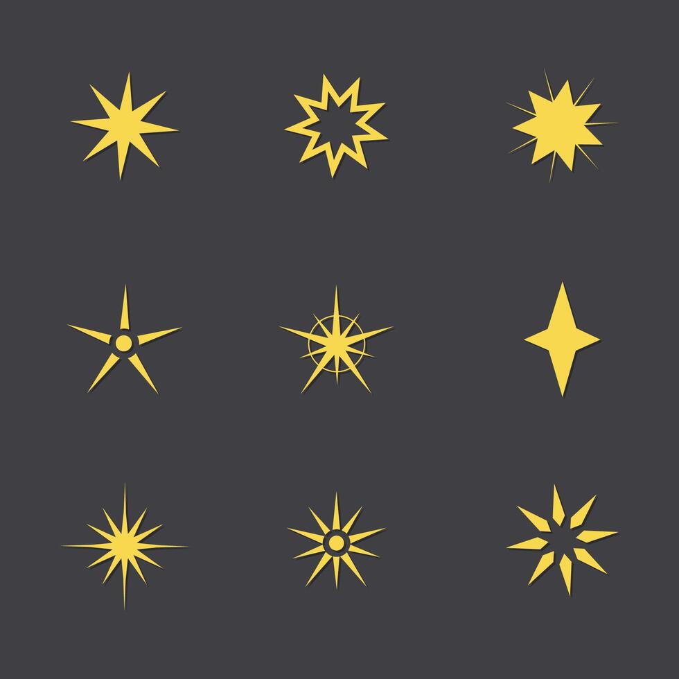 Golden Sparkle Stars Set Collection on White Background vector