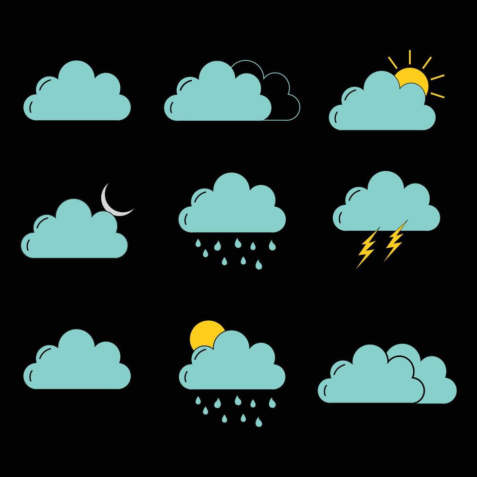 Coloured weather icons collection vector