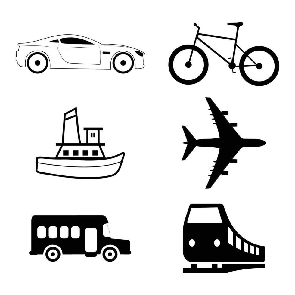Essential Vehicle and Travel Icons vector