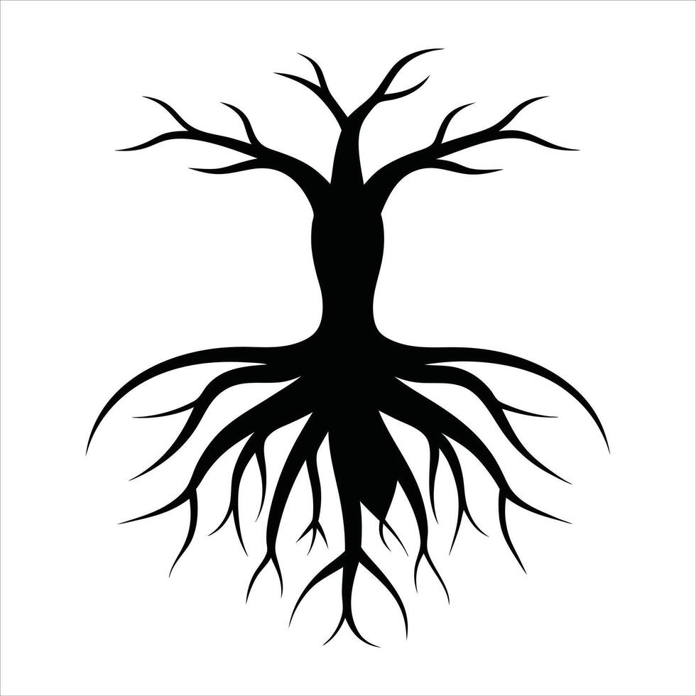 Black Silhouette of Root System vector