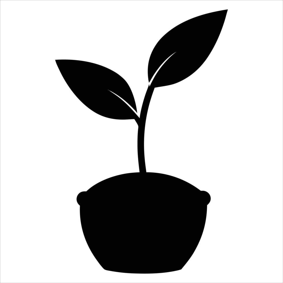 Black Silhouette of Seedling Design vector
