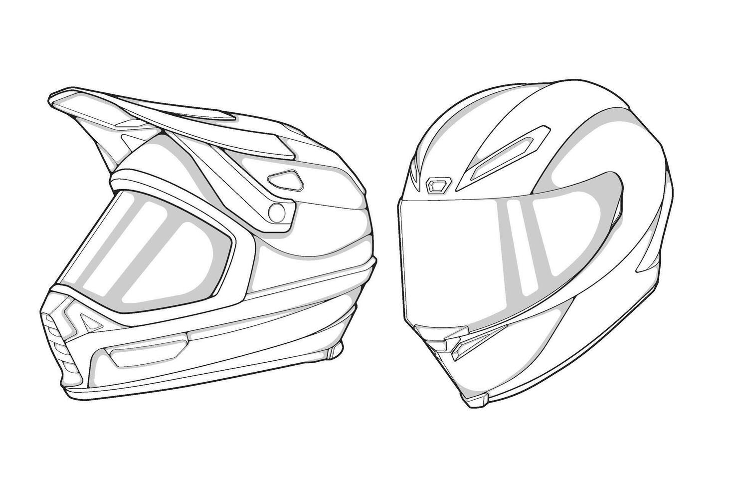 Bundling set template helmet full face line art. helmet illustration line art. helmet . vector