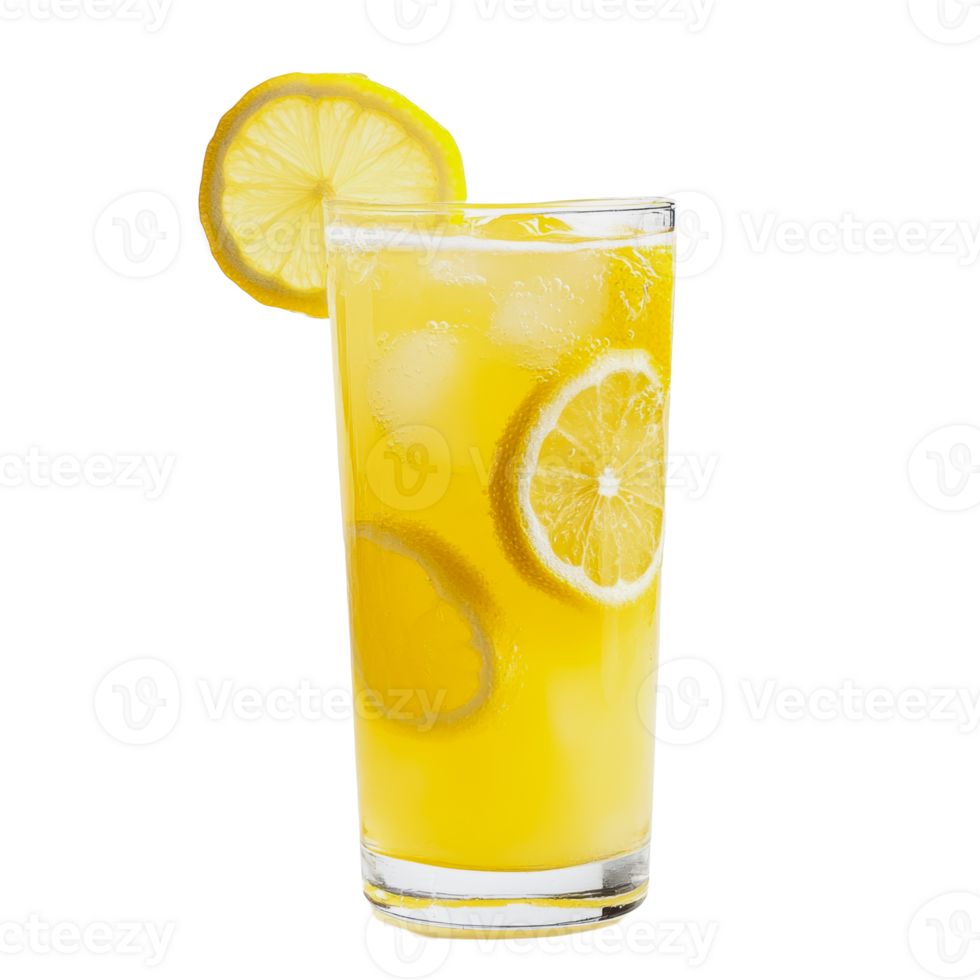 Refreshing lemonade with ice and lemon slices png