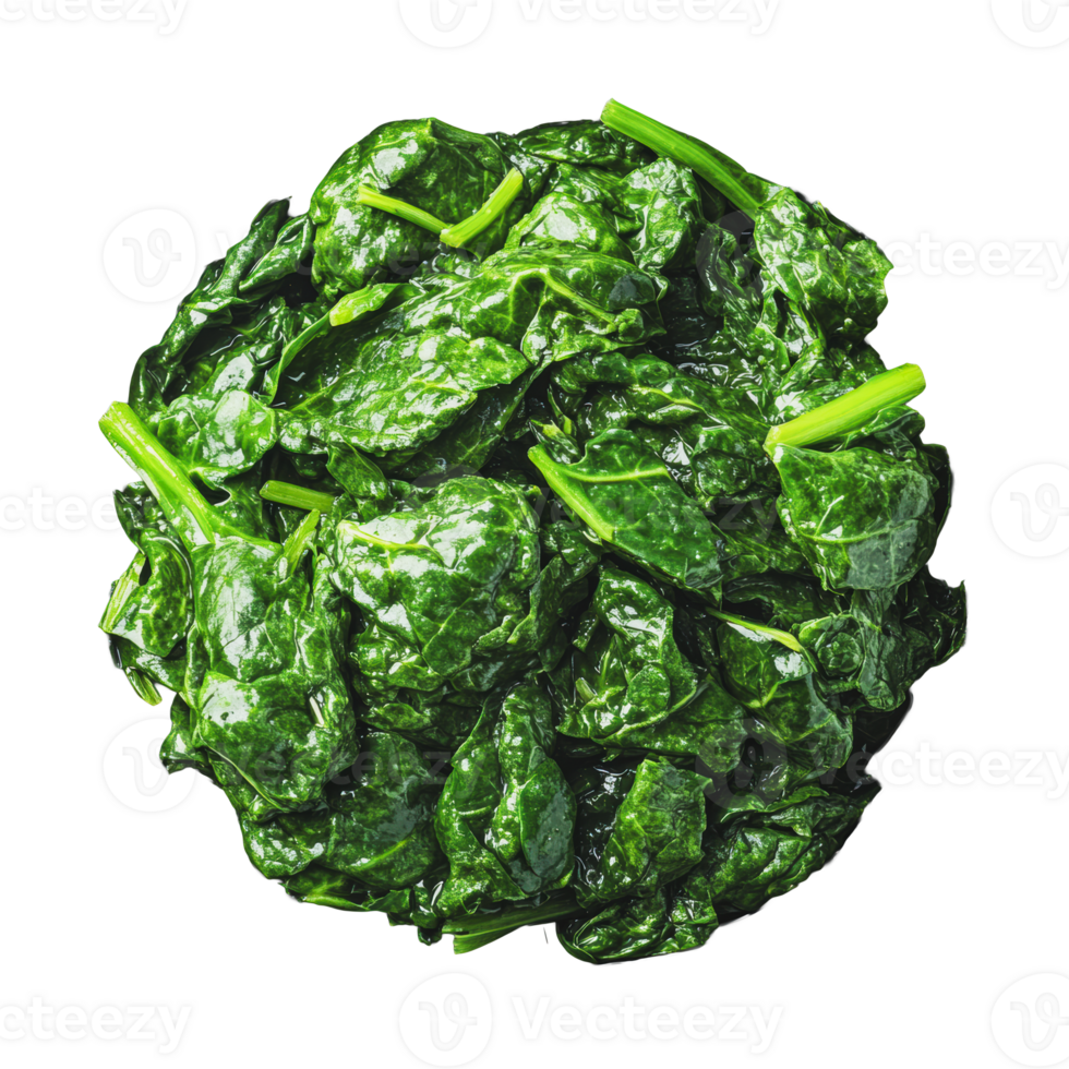 Fresh spinach leaves arranged in a neat pile on a white background png
