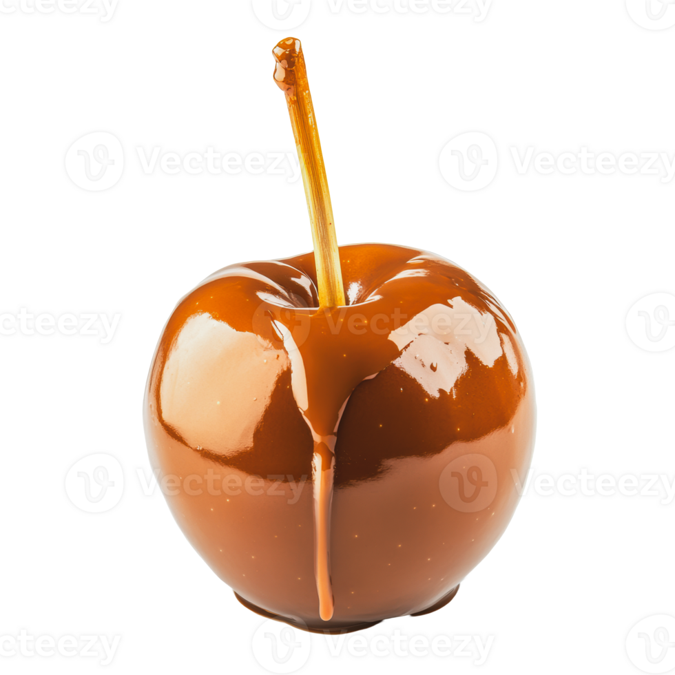 Caramel apple with shiny coating on a white background png