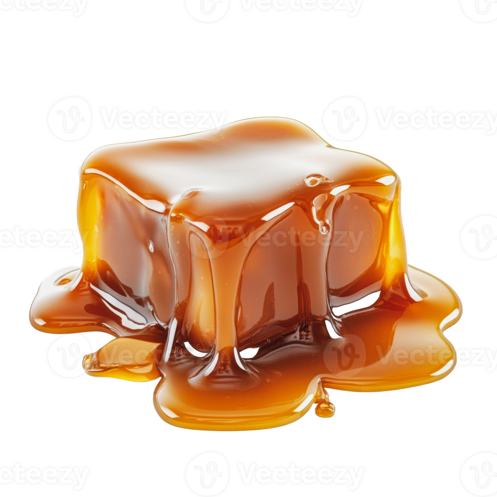 Melted caramel cube on a white background png