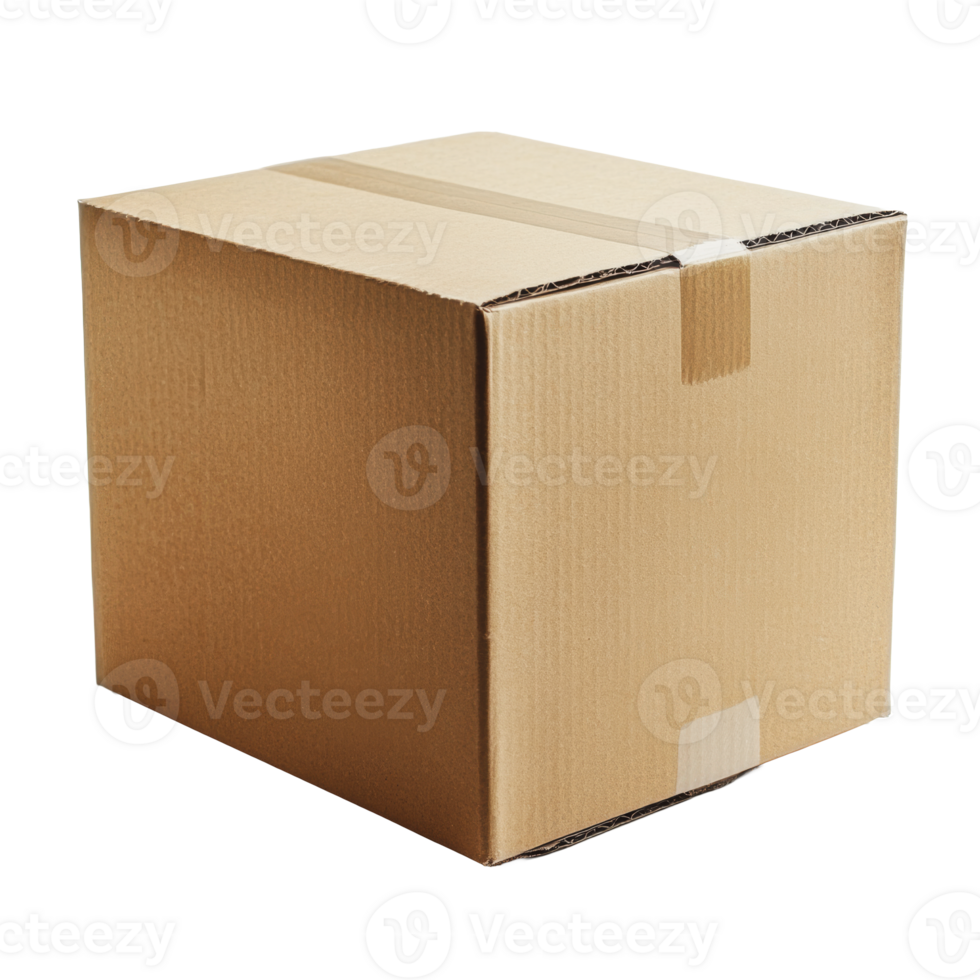 Brown cardboard box isolated on a white background ready for shipping or storage png