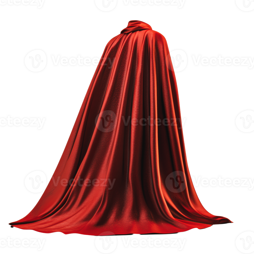 A red satin cape draped elegantly on a mannequin against a white background png