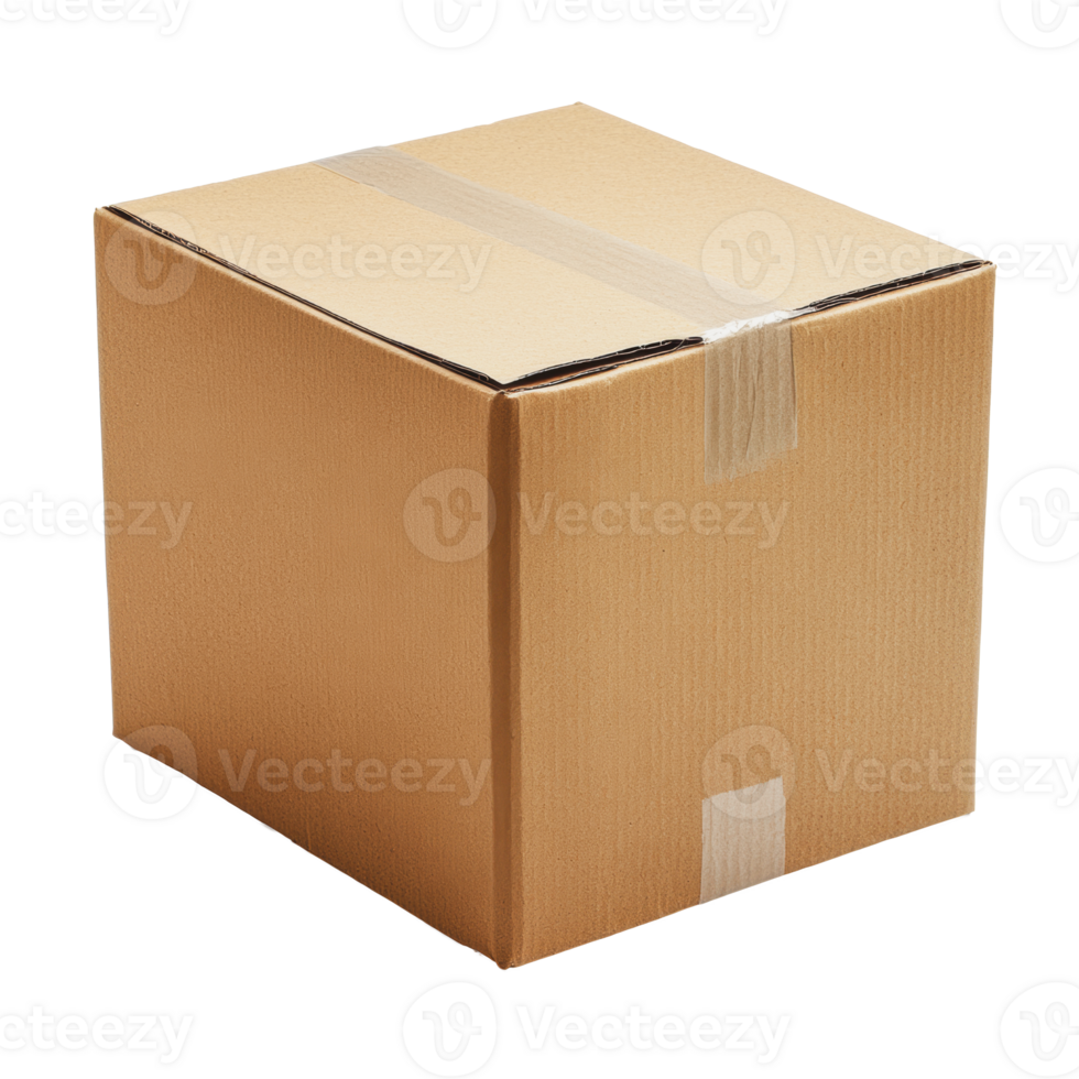 Brown cardboard box ready for shipment on a plain background png