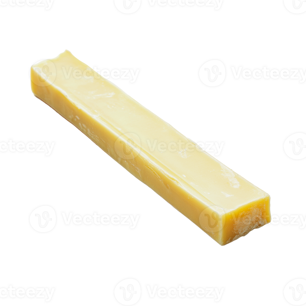 A single, rectangular piece of yellow cheese on a white background png