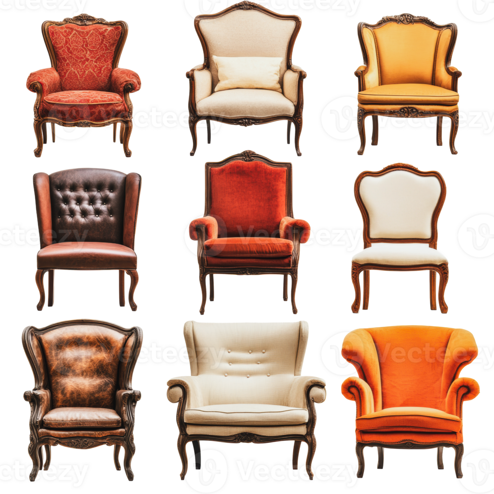 Vintage chairs in a white grid png