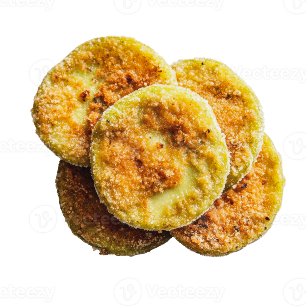 Crispy fried green tomatoes on a white background png