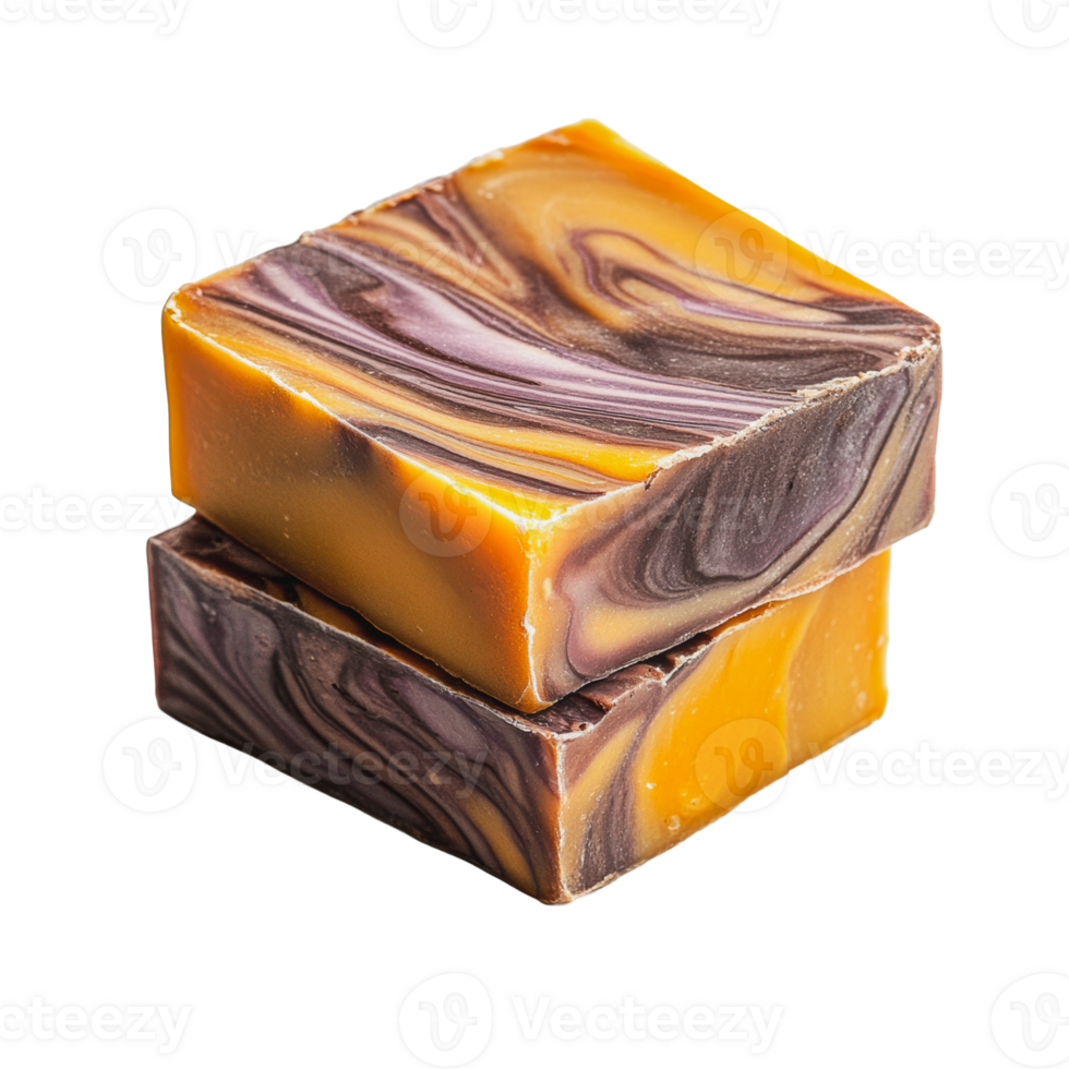 Handcrafted marbled soap on a white background png