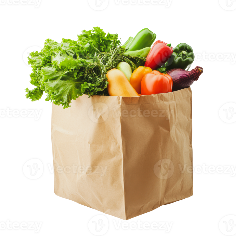 Veggies in a bag on white backdrop png