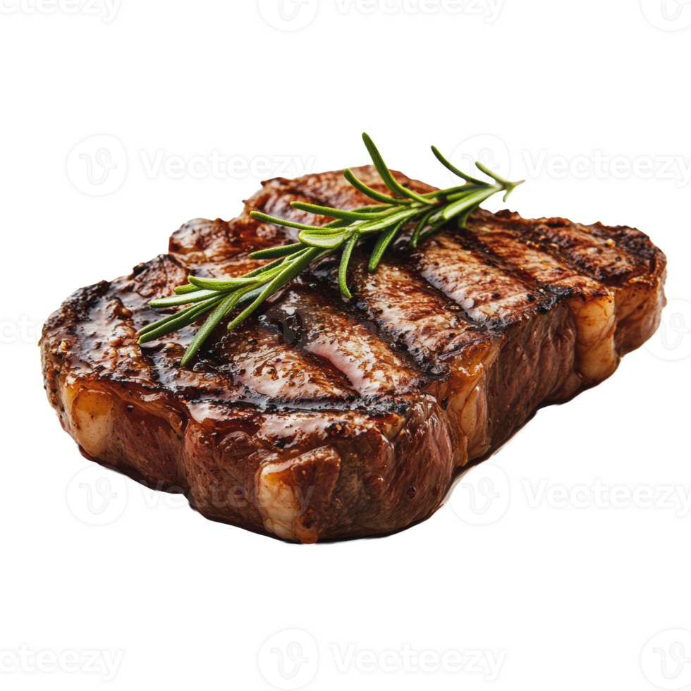 Grilled steak with rosemary on a white background png