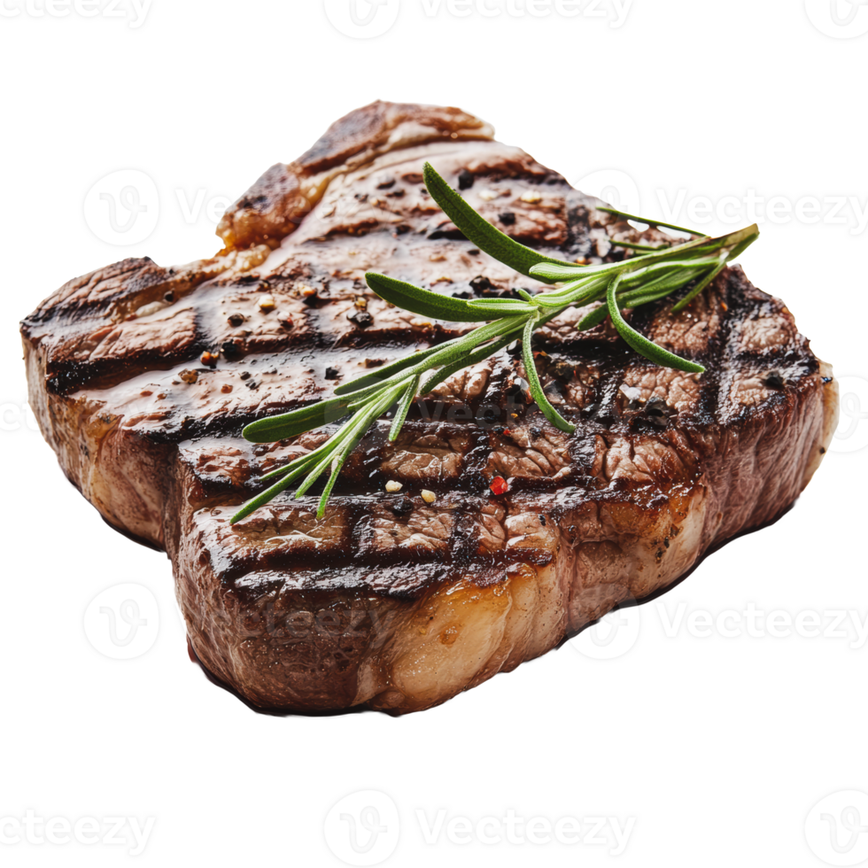 Grilled steak with herbs on a white background png