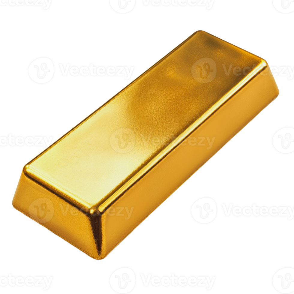 Golden bullion bar on a white background png