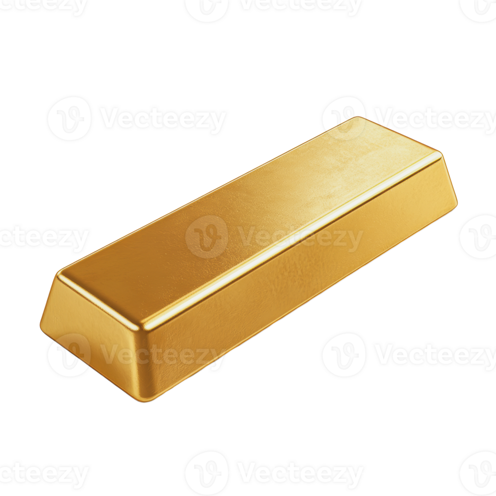 Gold bullion bar on a white background png