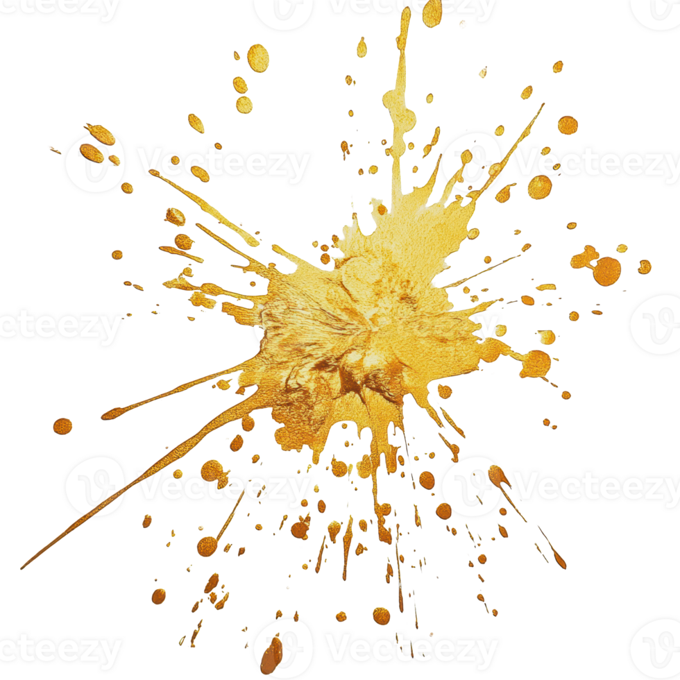 Gold paint splash on a white background png
