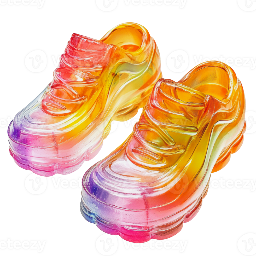 Translucent colorful sneakers on white png