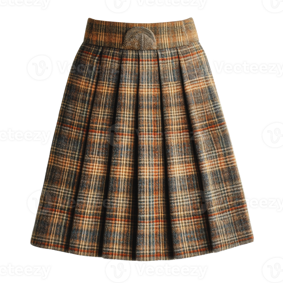 Plaid wool skirt on white background png