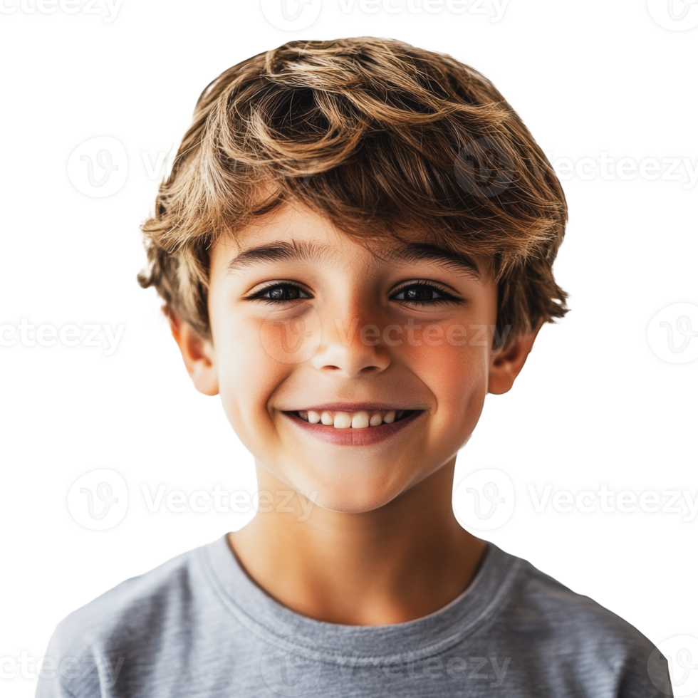 Young boy smiling against a bright background png
