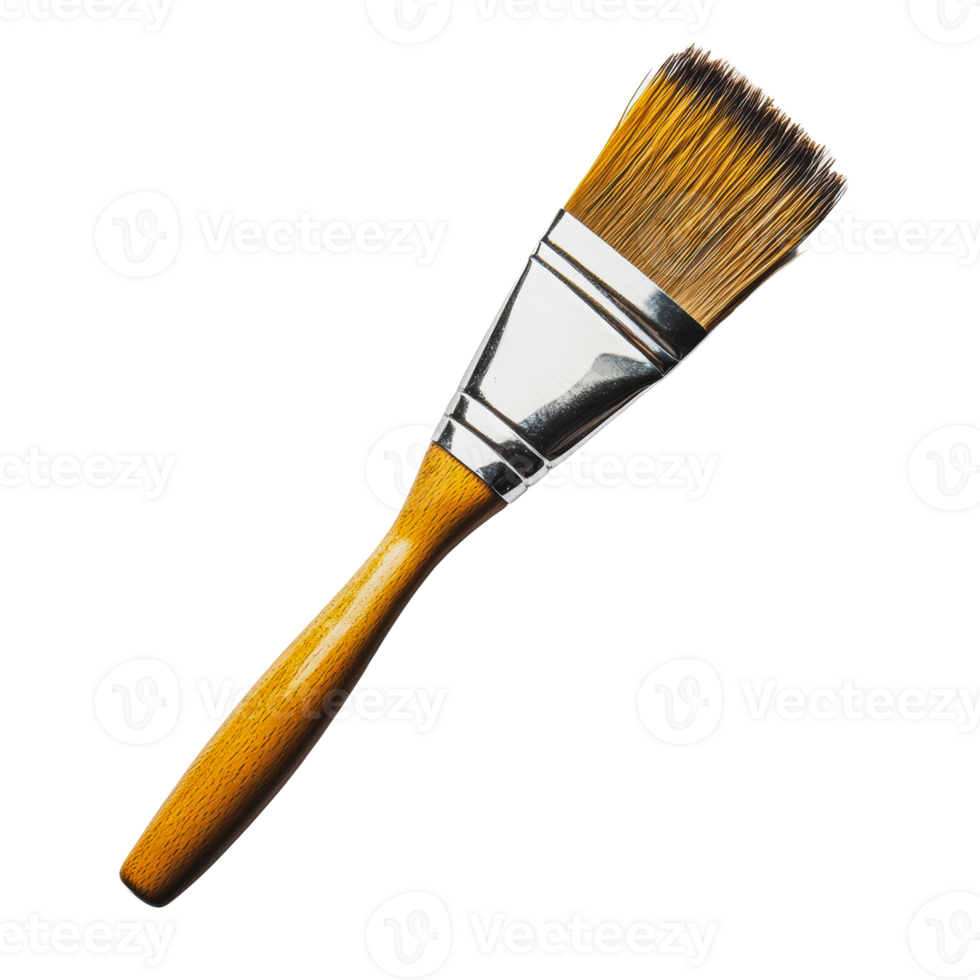 Brush with a wooden handle on white background png