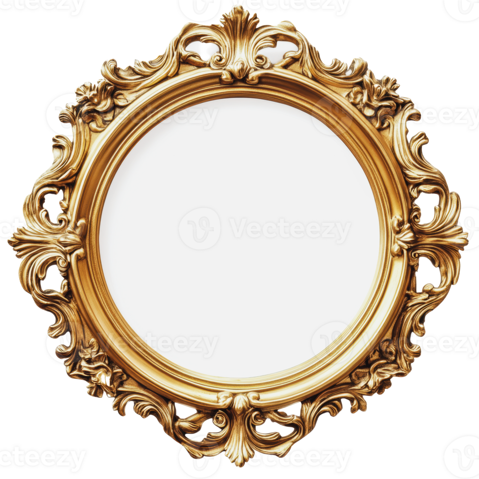 'Vintage gold-framed mirror on white' png
