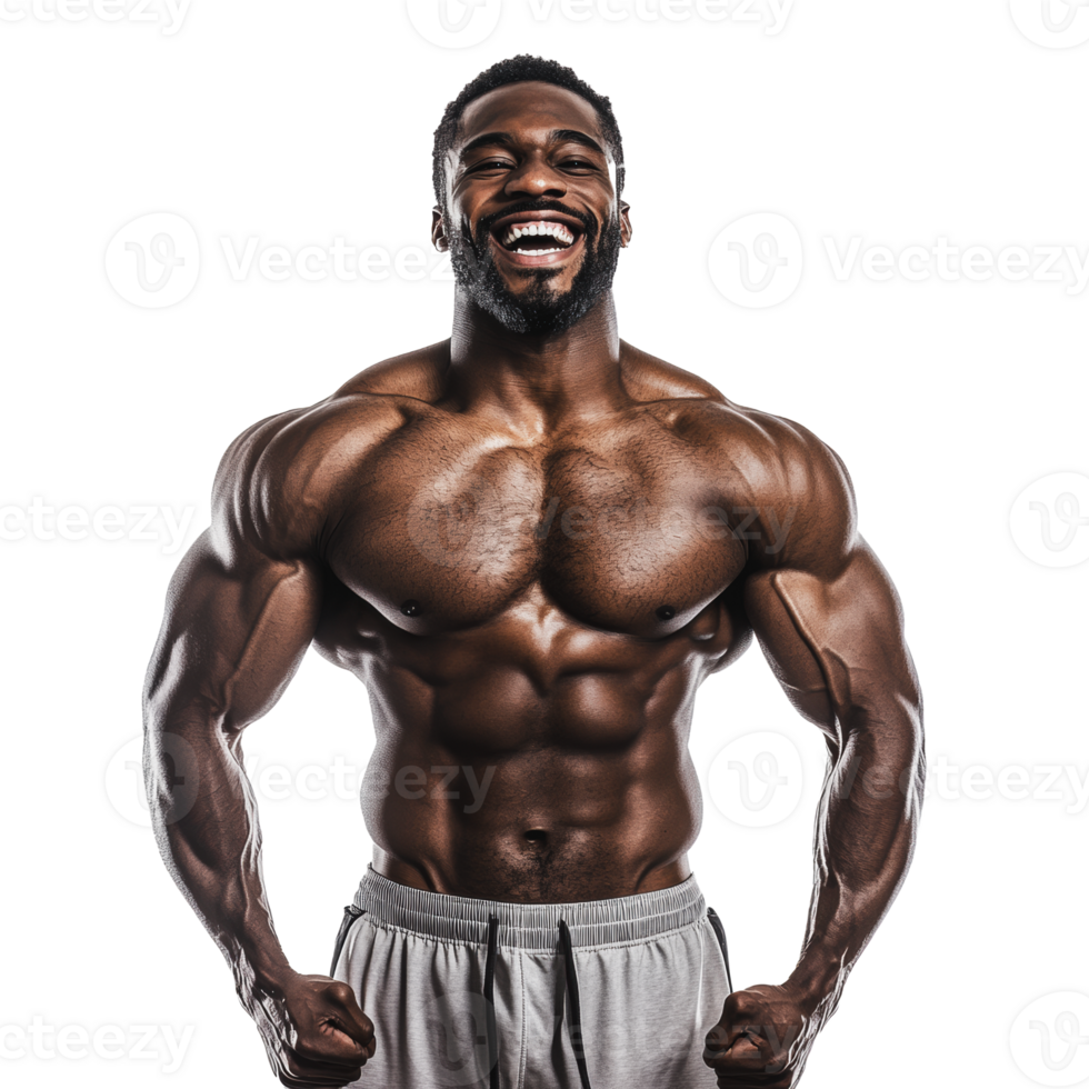 Muscular man flexing on white backdrop png