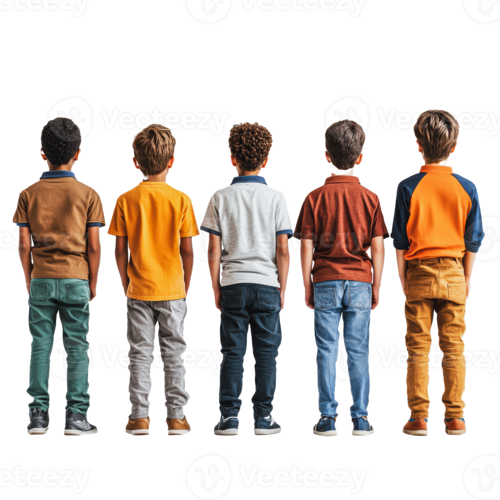 Group of boys facing away in casual clothing png