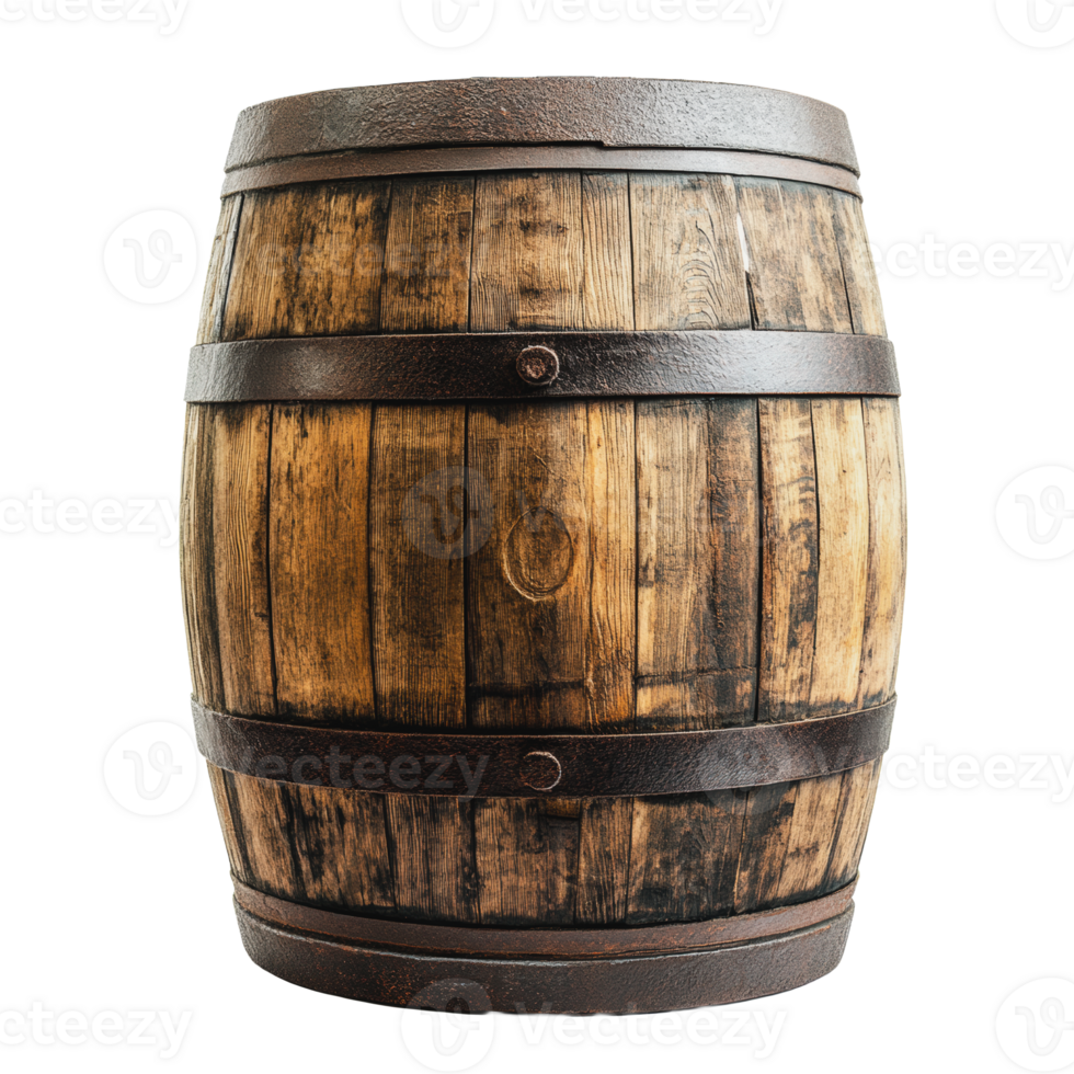 Wooden barrel displayed on a white background png