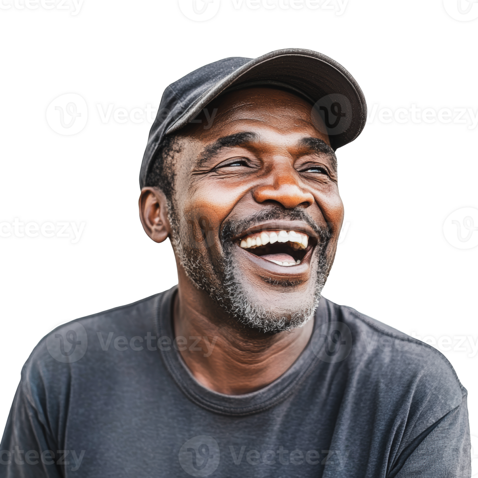 Joyful man laughing against a white background png