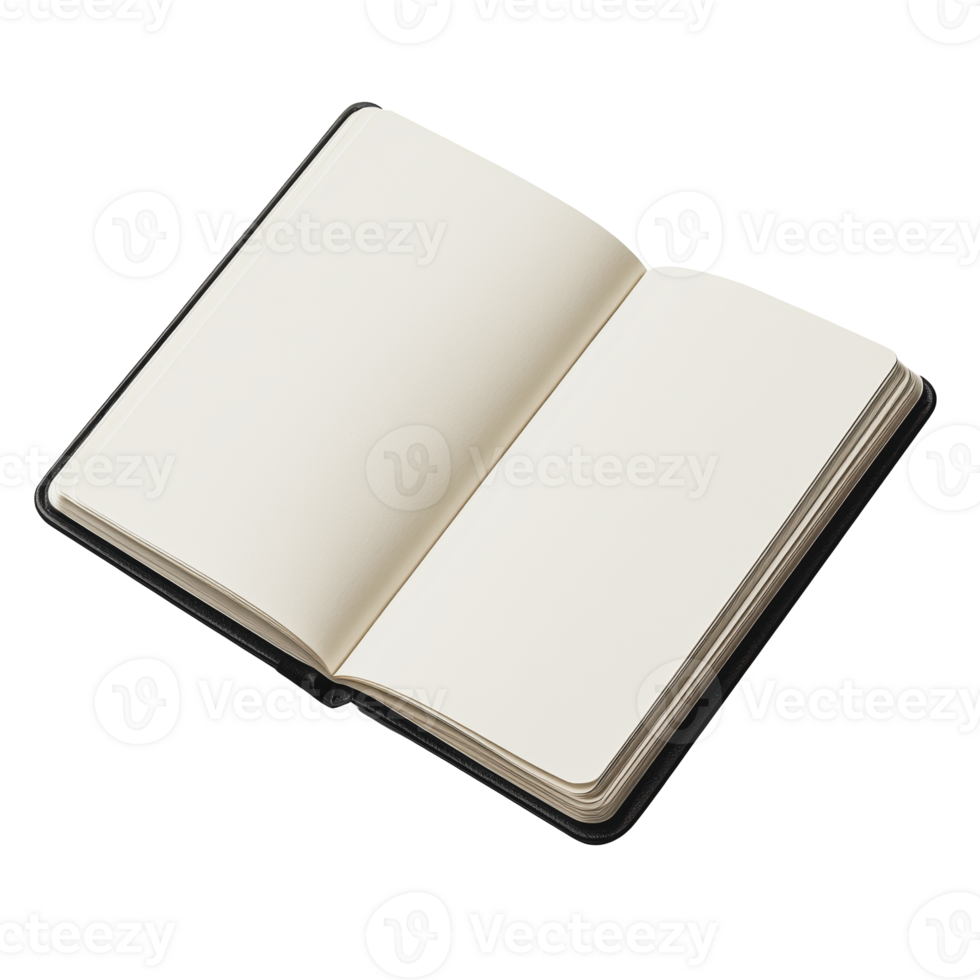 Open blank notebook on a white background png