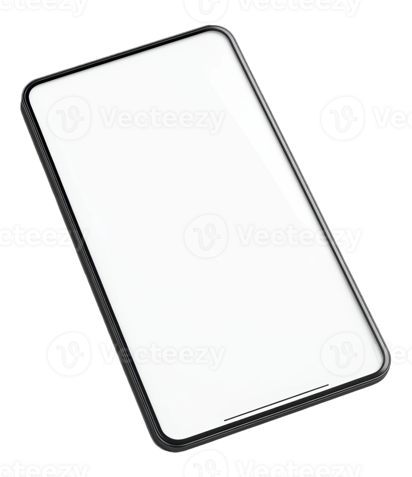 Blank smartphone on a white background showing a front view with no apps or icons in sight, cut out - stock . png