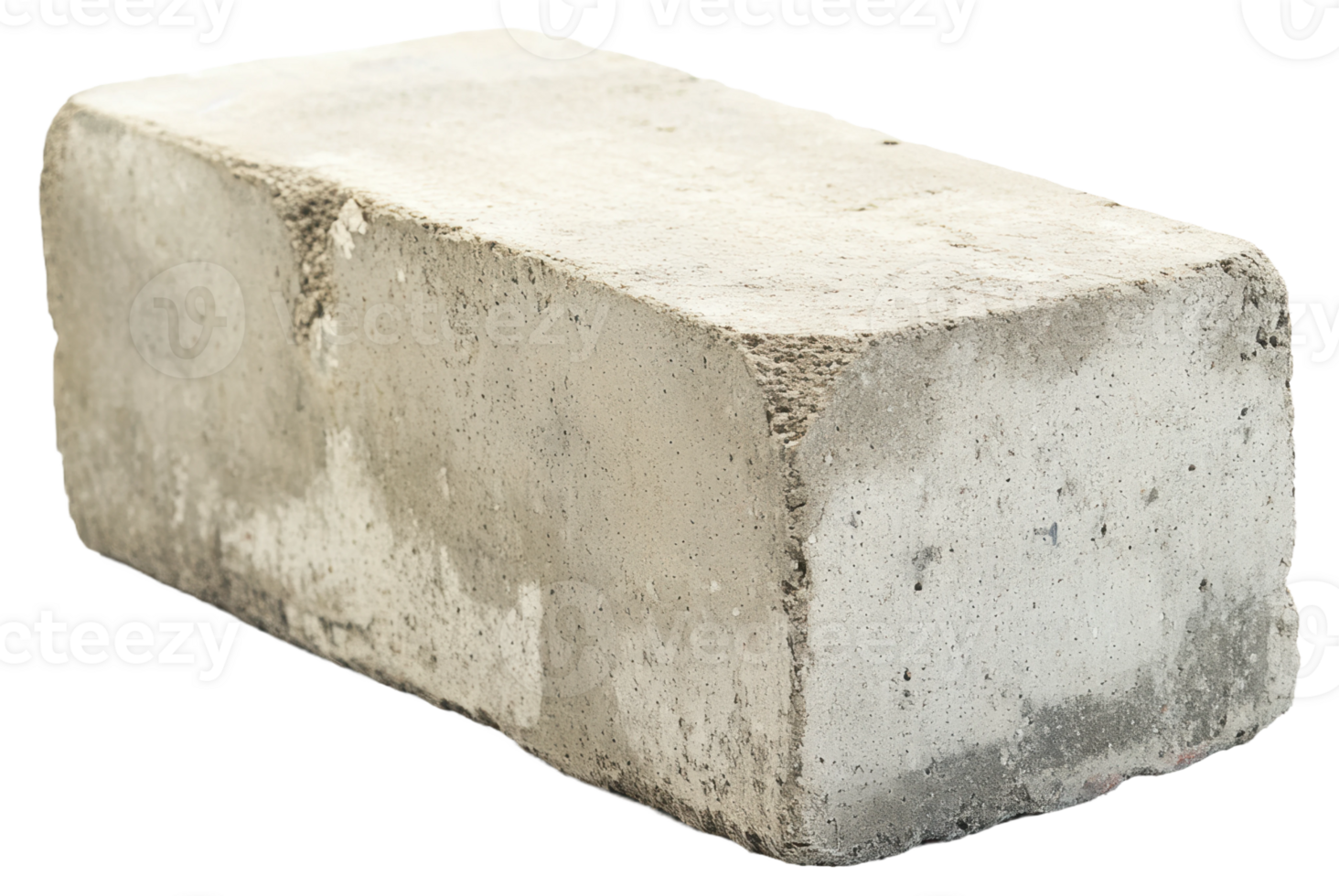 A plain concrete block on a white background ideal for construction and building projects, cut out - stock . png