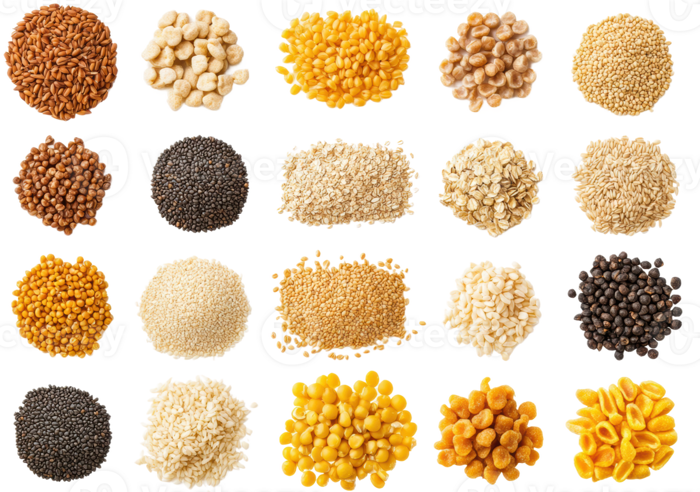 A variety of grains and seeds, cut out - stock . png