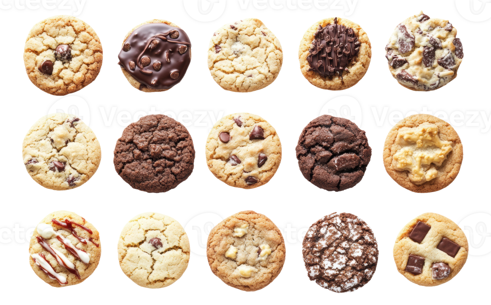 A variety of freshly baked cookies, cut out - stock . png