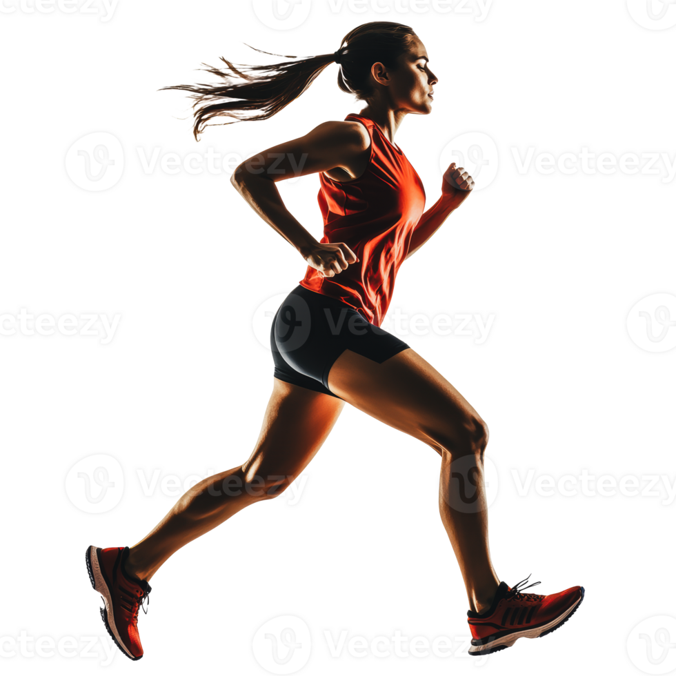 Athlete running in silhouette against a white background png