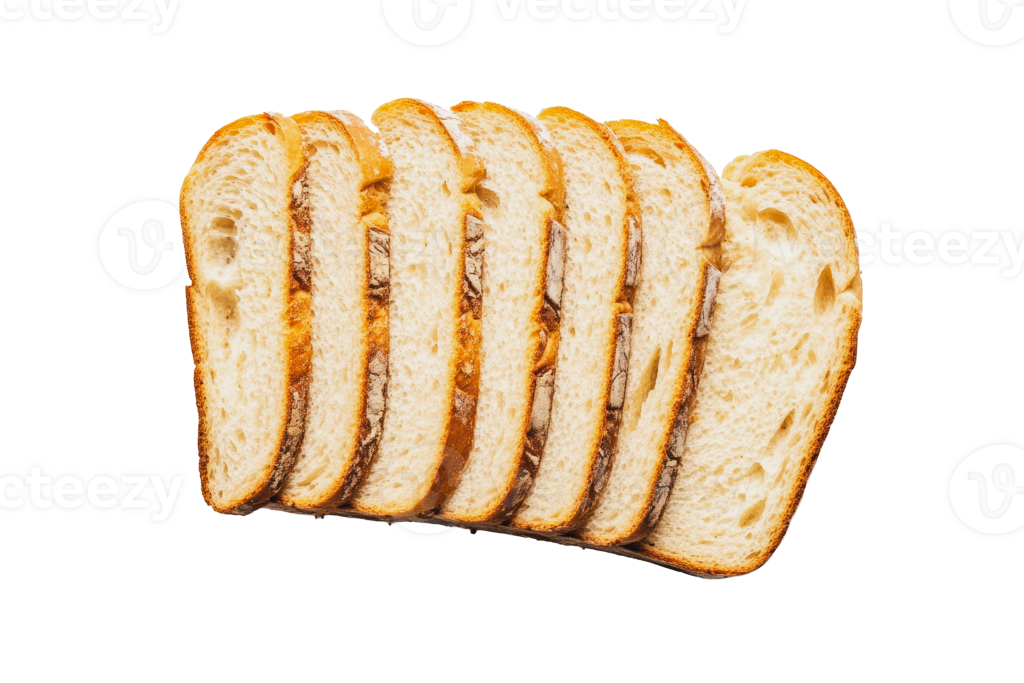 Sliced bread arranged neatly on a white background png