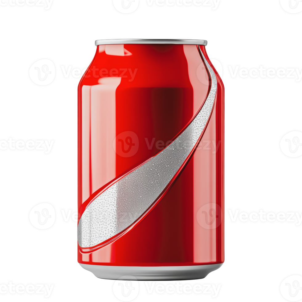 A red soda can with a silver design on a white background png