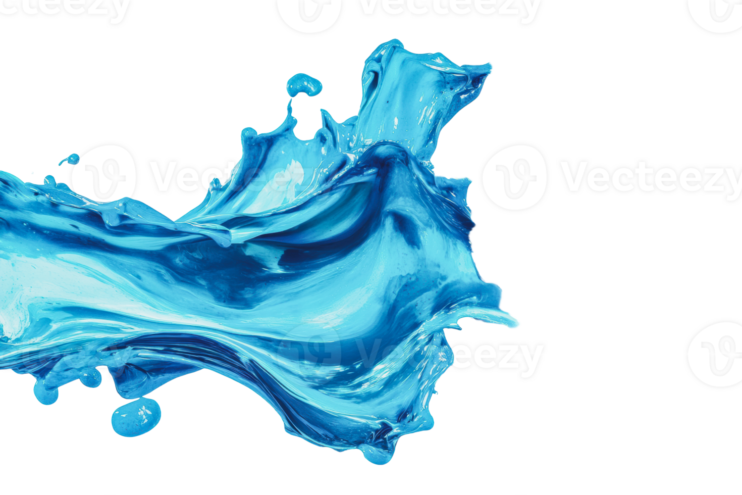 Vibrant blue paint splash creating dynamic shapes against a white background png