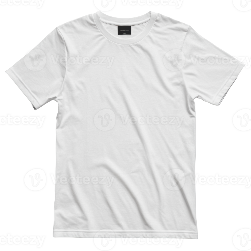 Simple white t-shirt laid flat on a light background, ideal for casual wear or crafts png