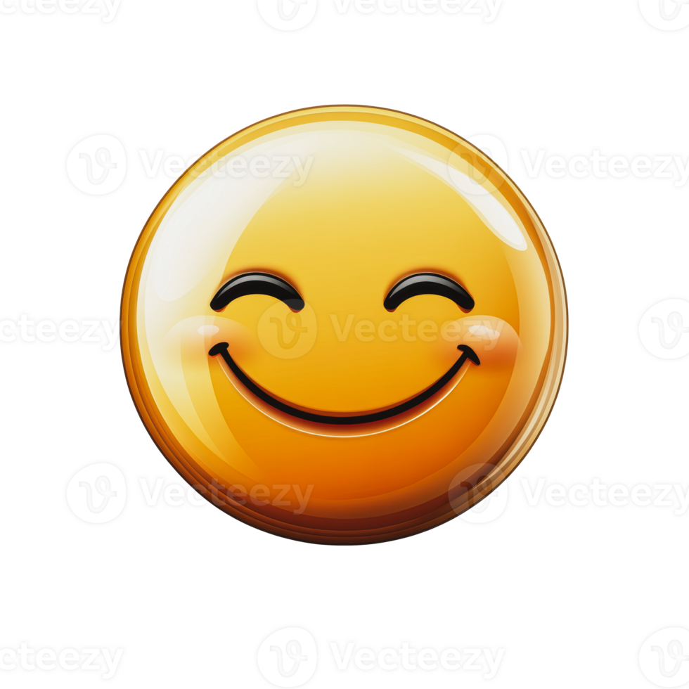 Smiley face emoji with a big grin and rosy cheeks, ideal for expressing happiness and joy png