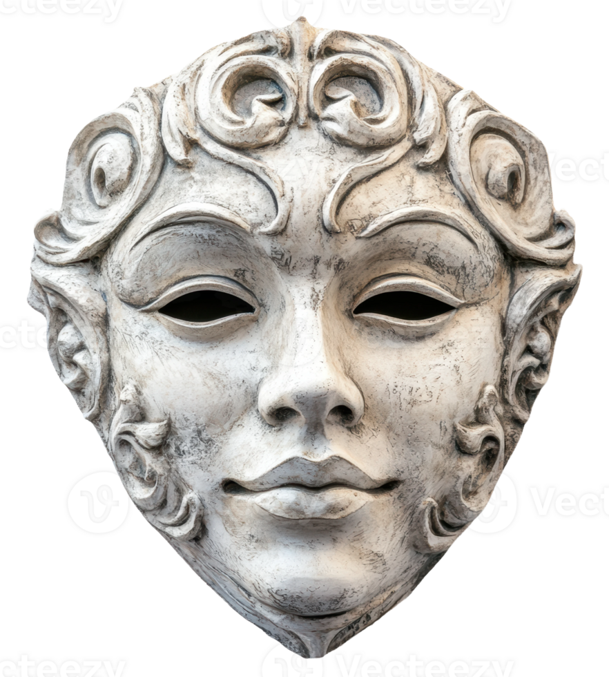 Elegant decorative mask with intricate detailing displayed on a neutral background, cut out - stock . png