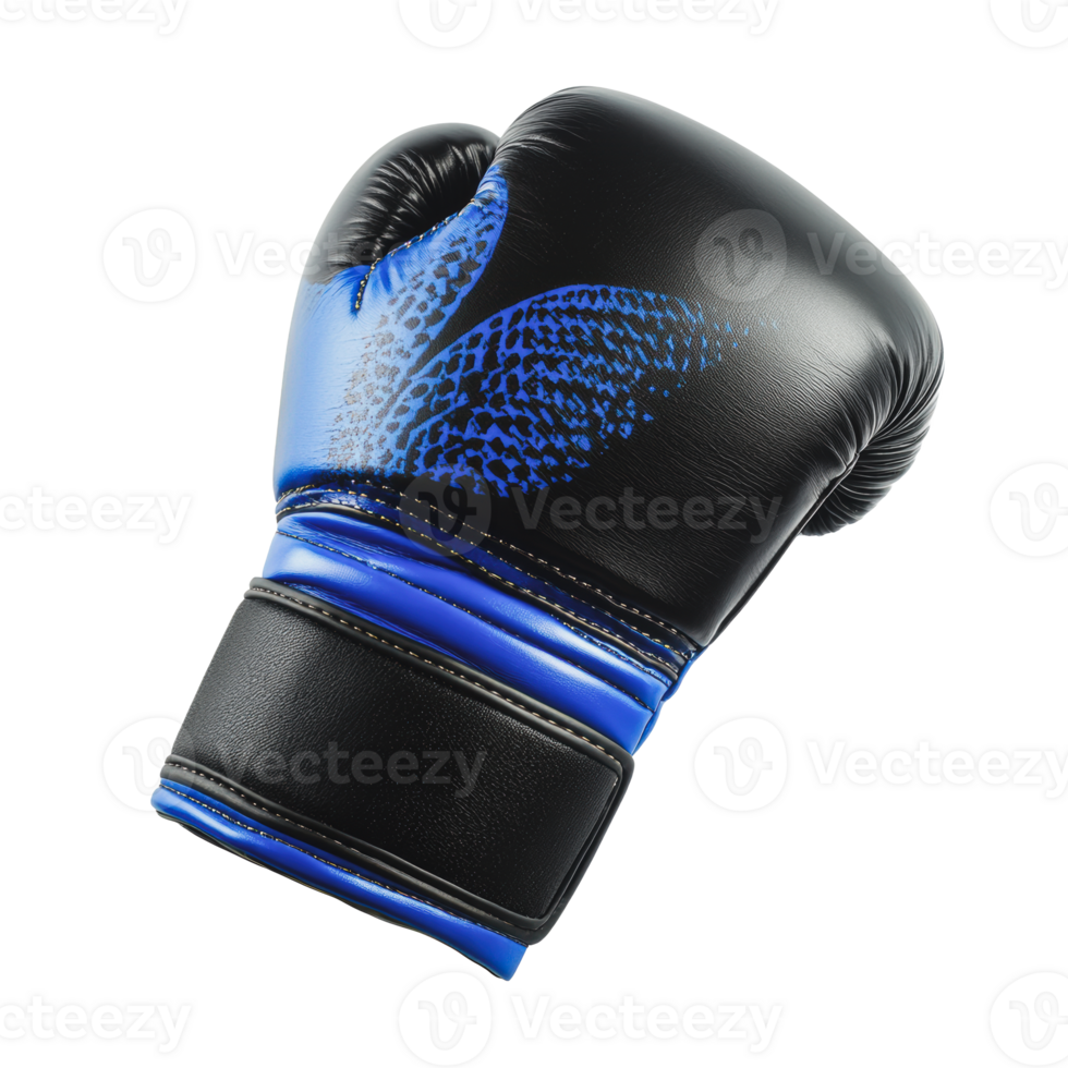 Black and blue boxing glove on a white background, highlighting its design and craftsmanship png