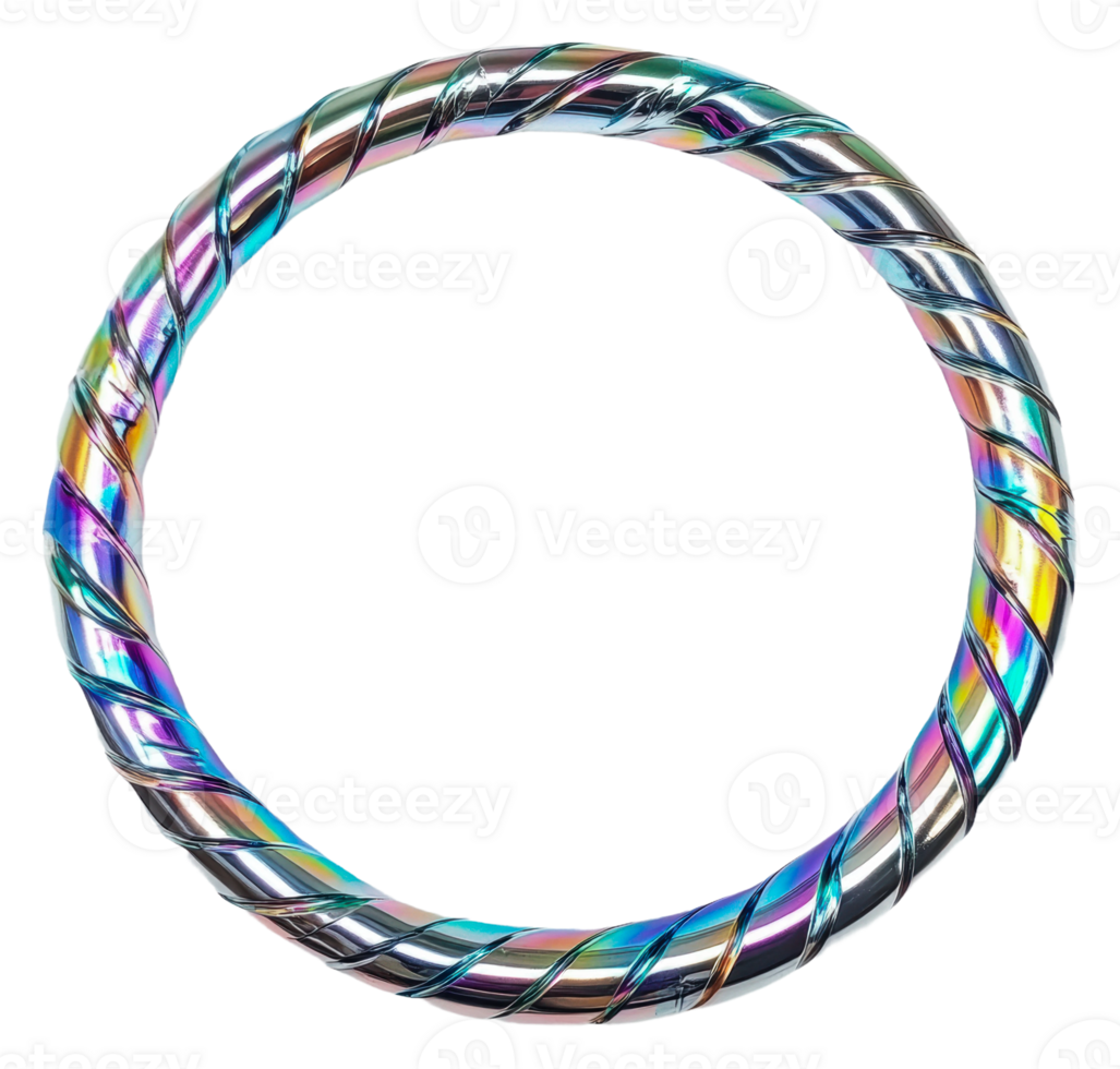 Colorful twisted metal ring on a white background, cut out - stock . png